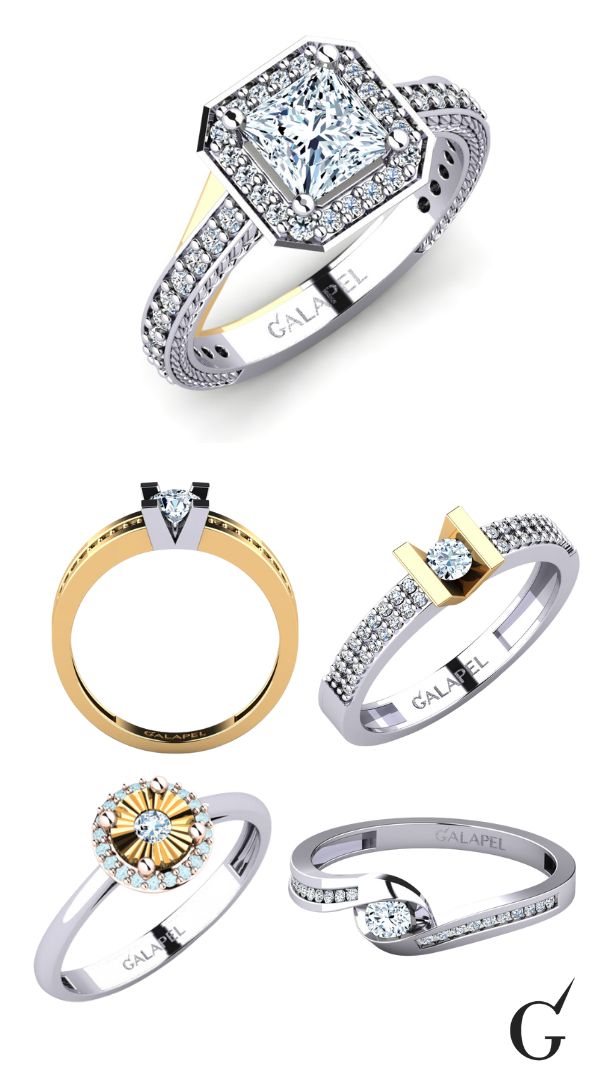Solitar Pave Engagement Rings